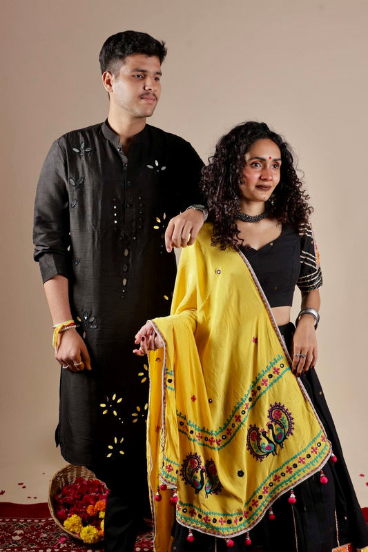 BLACK FLOWER KURTA