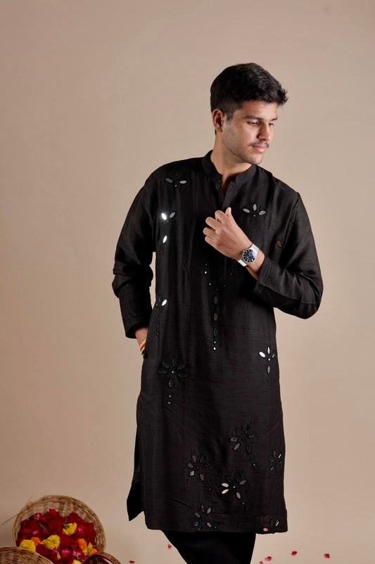BLACK FLOWER KURTA